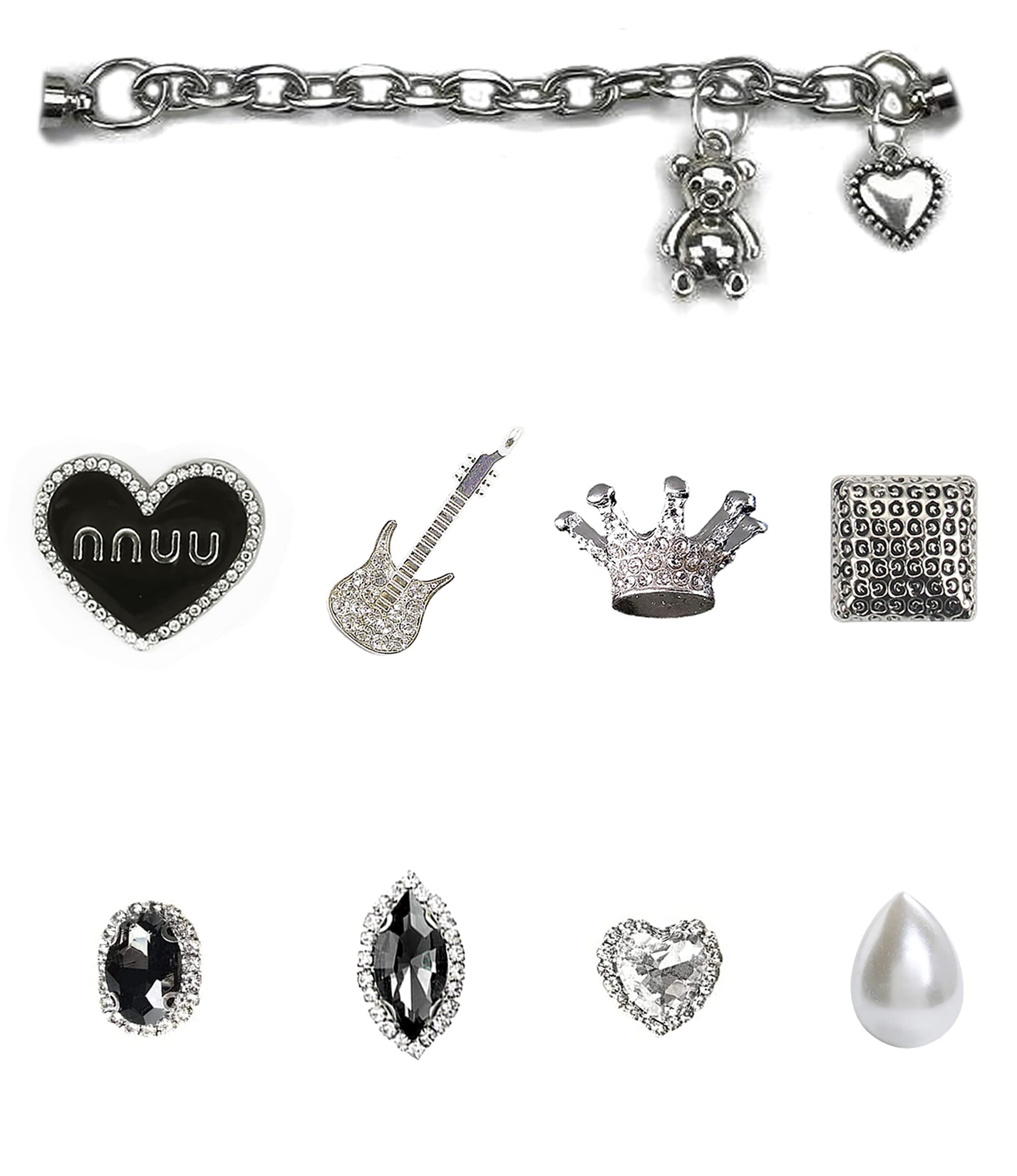 Chic Bling Shoe Charms Gold and Sliver Designer Jewels Pretty Cute Chains Decorations Accessories for Women Girl Adults