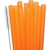 Dakoufish Replacement Glitter Straws for Stanley|Owala|Simple Modern 40oz 30oz Tumbler,10 Pack 12 Inch Reusable Orange Straws With Cleaning Brush For Stanley Hydro Jug Cup,Dishwasher Safe