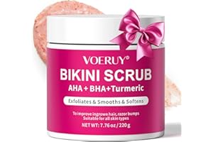 Bikini Area Exfoliator with 10% AHA+BHA & Turmeric, Ingrown Hair & Razor Bumps for Bikini Underarm Area, Skin Moisturizing, Smoothing, Even Skin Tone Exfoliating Body Scrub with Walnut Shell Powder