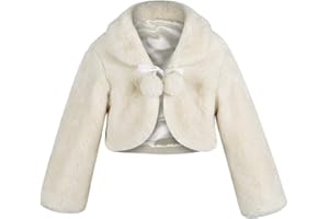 SK Studio Girls Princess Faux Fur Flower Bolero Shrug Party Wedding Dress Up