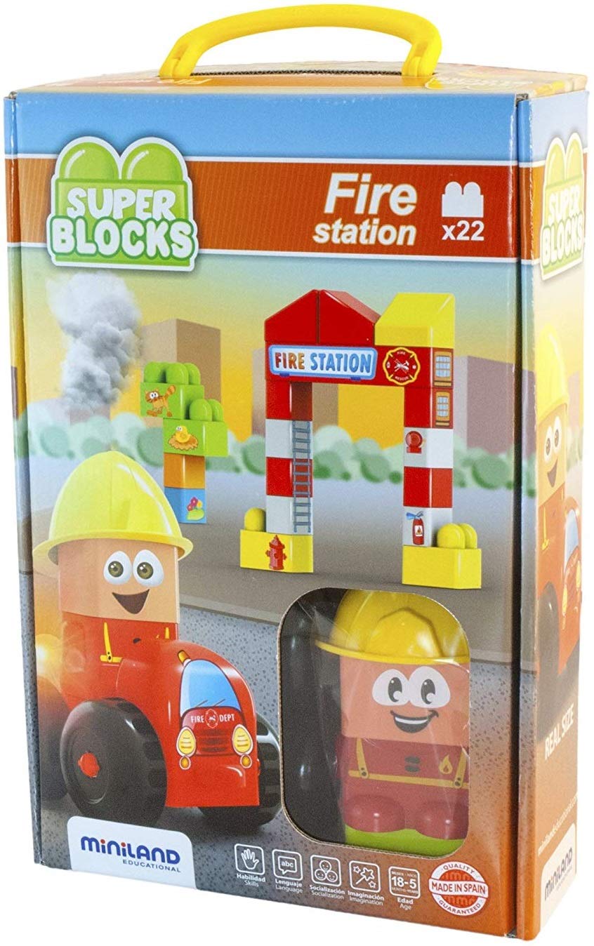 Miniland Miniland32352 Fire Station Super Blocks Set