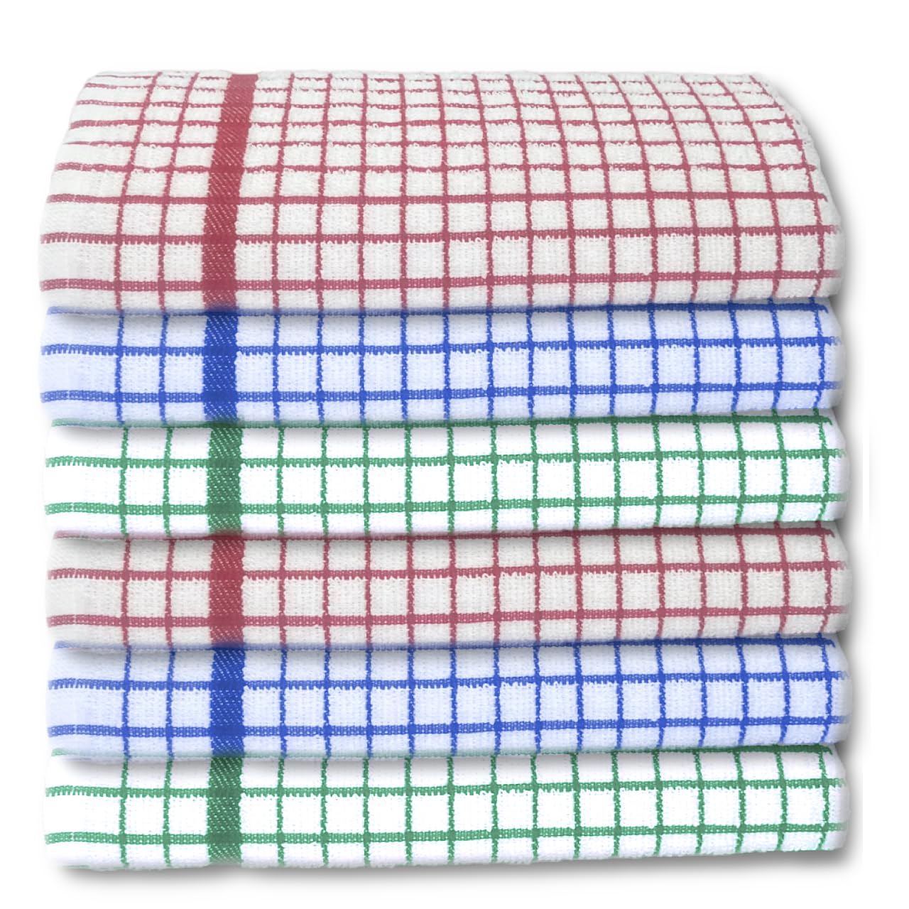 A & B TRADERS 100% Cotton Terry Towelling Tea Towels | Pack of 6 | Kitchen Hand Towels Dish Cloth Super Absorbent Soft Touch (Mix)