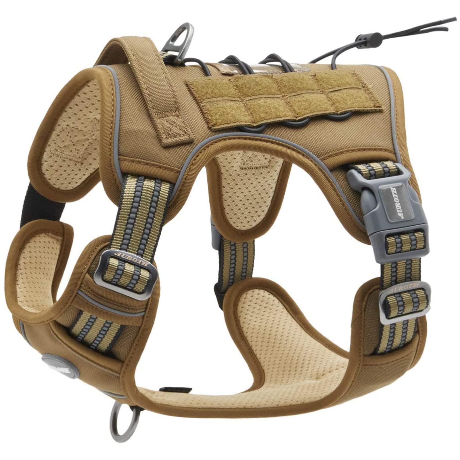 Auroth Tactical Anti Pull Dog Harness, Adjustable, Breathable, Reflective, Military Materials, Size S, Army Green