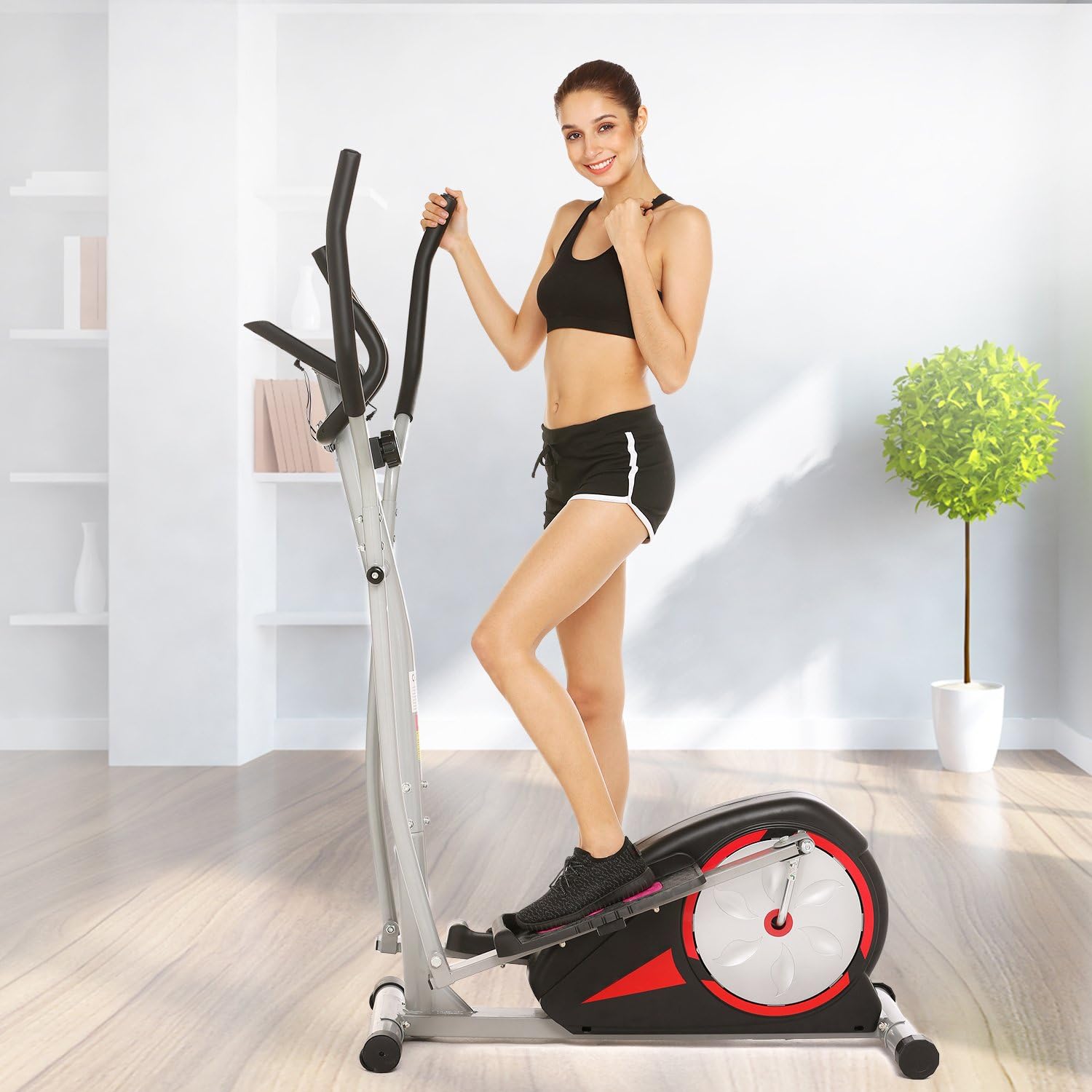 Fast88 Portable Elliptical Machine Fitness Workout Cardio Training Machine, Magnetic Control Mute Elliptical Trainer with LCD Monitor, Elliptical Machine Trainer (Black, 41.73 x 23.2 x 11.6 inch)
