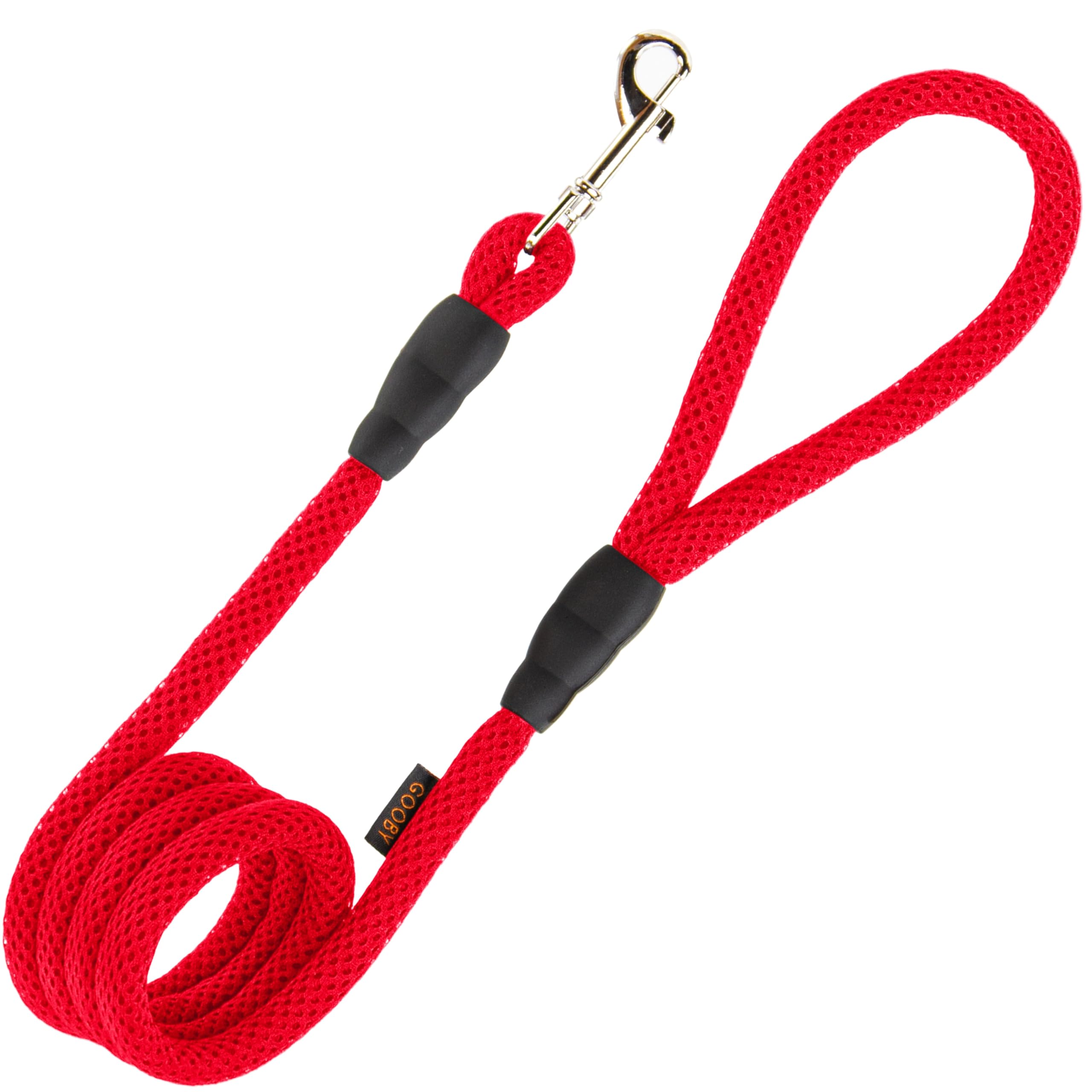 Gooby Mesh Leash - Red, 4 FT - Breathable Mesh 4 Foot Leash for Small Dogs with Bolt Snap Clasp - On The Go Dog Leashes for Small, Medium, and Large Dogs