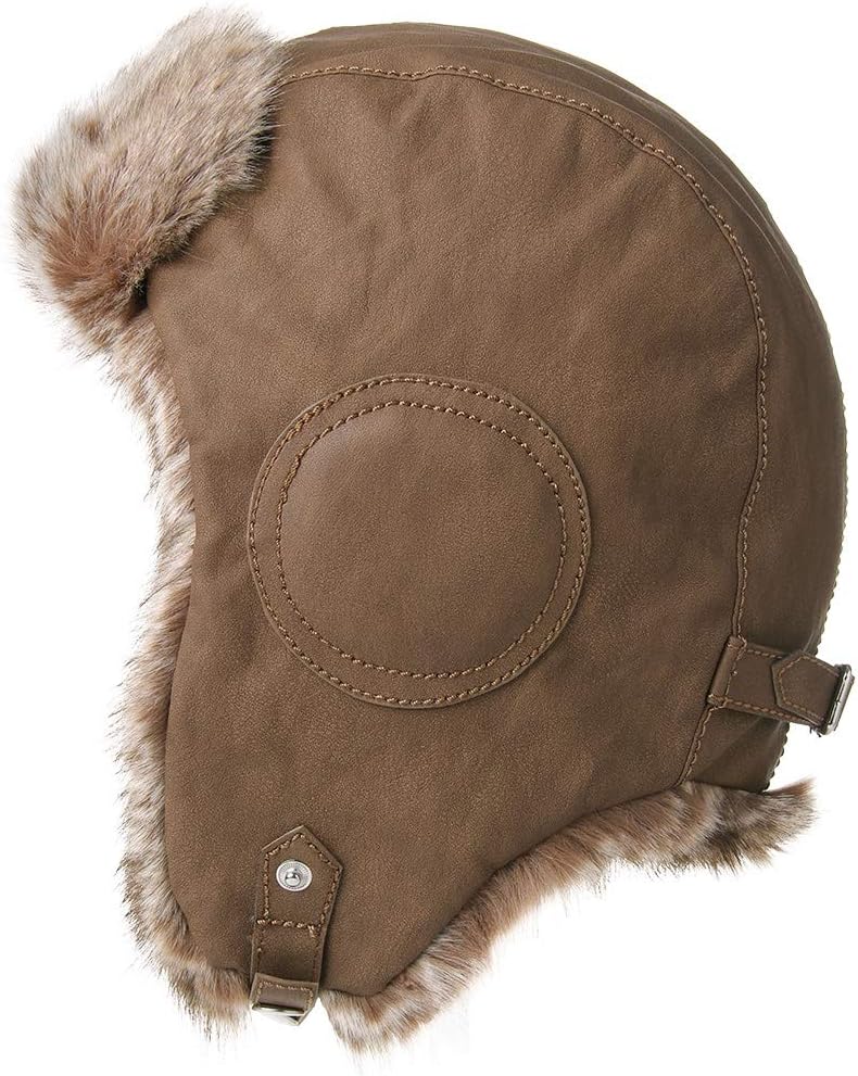 Mens Womens Waterproof Faux Fur Hunting Mad Bomber Trapper Flaps Winter Cap Ushanka Russian Hat Tan