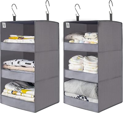 GRANNY SAYS 3 Shelf Hanging Storage Organiser Pack of 2 Wardrobe Clothes