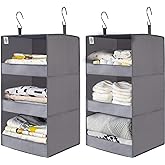 GRANNY SAYS Closet Hanging Organizers, Hanging Storage 3-Shelf, Grey | Set of 2 Hanging Storage Shelves, Garde Robe Organisat