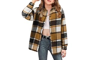 YOKLASS Girls Plaid Button Down Shirts Western Shirts Kids Long Sleeve Casual Collared Blouses 3-14Y