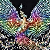 JFYHAB 5D Phoenix Diamond Painting Kits for Adult, Fire Phoenix Full Drill Round Diamond Cross Stitch Colorful Painting by Number Rhinestone Embroidery Arts Craft Diamond Art 12x12 inch
