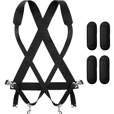 thumbnail image 2 of Adjustable Bass Drum Shoulder Strap - White Nylon Parade Marching Drum Carrier Harness 2 of 3