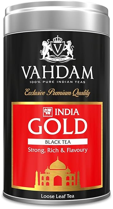 title=VAHDAM India Gold in barattolo di latta- FORTE, RICCO E AROMATICO, 100% puro tè