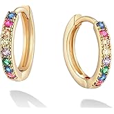 Valloey Rover Gold Hoop Earrings for Women 14k Gold Plated Simple Hoops Dainty Boho Cute Hypoallergenic Cubic Zirconia Chunky Huggie Gold Ear Jewelry for Women