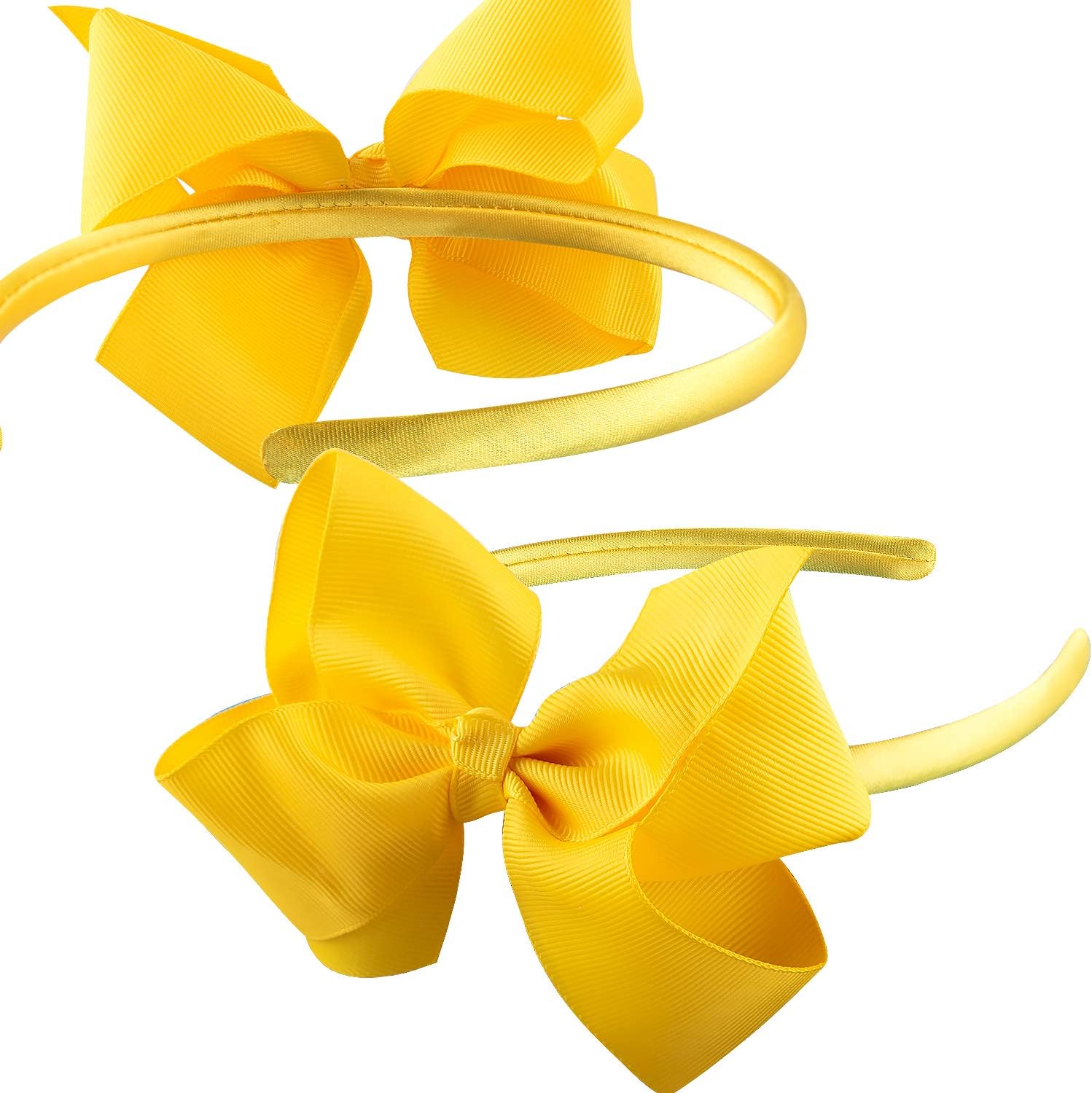 SIQUK 12 Pieces Headbands with Bow Boutique Grosgrain Ribbon Bow Headband for Girls 12 Colours, Multi-colored, 1 count (Pack of 12) - Image 4