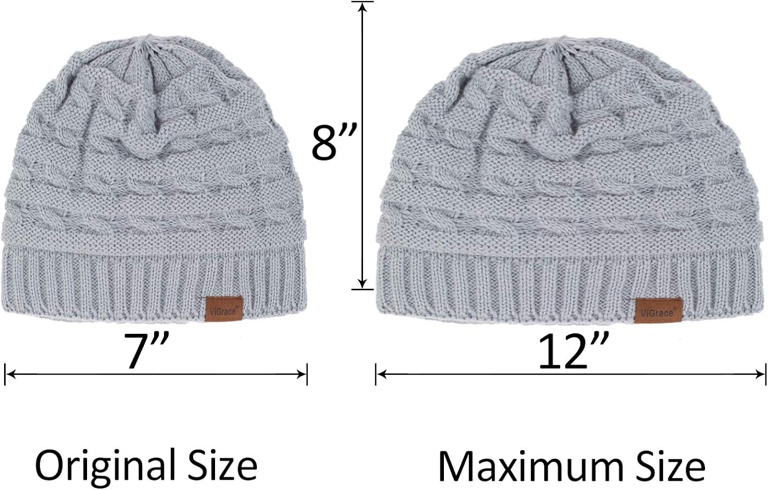ViGrace Kids Winter Knit Hat Warm Fleece Lined Hats Children Cable Baby Beanie Skull Cap for Girls Boys: Clothing