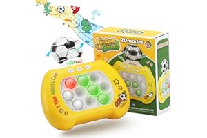 Foquyai 2024 NEW Quick Push Pop It Game,Up to 20 Game Modes , Pop it Game Light Up Fidget Toys Pro for Kids Adults, Fast Push Game, Quick Push Pop Game with 360° Rotate Soccer Ball, Birthday Gift