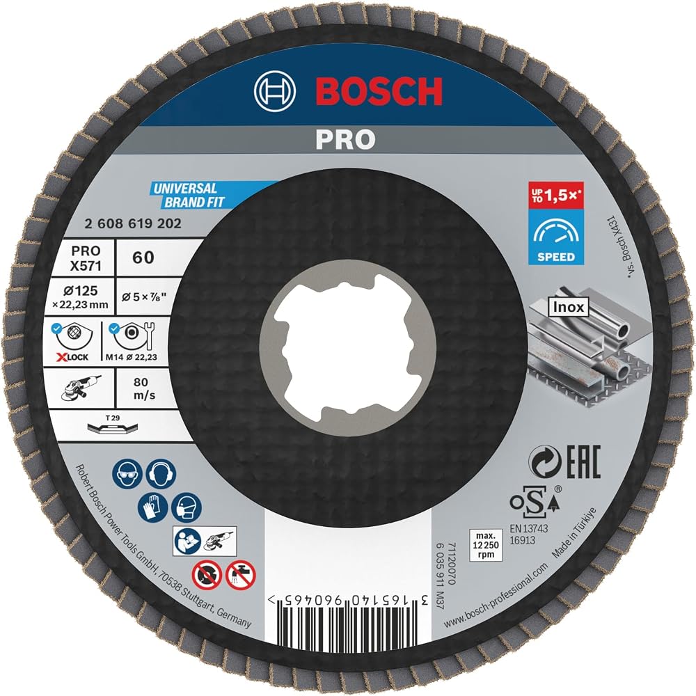 Bosch PRO X571 Angled Flap Disc 125 mm X-LOCK G60 for Metal Grinding