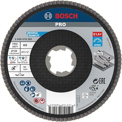 Bosch PRO X571 Angled Flap Disc 125 mm X-LOCK G60 for Metal Grinding
