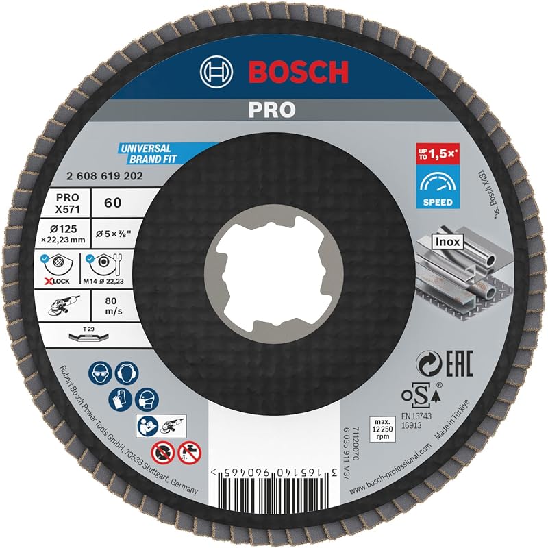 Bosch PRO X571 Angled Flap Disc 125 mm X-LOCK G60 for Metal Grinding