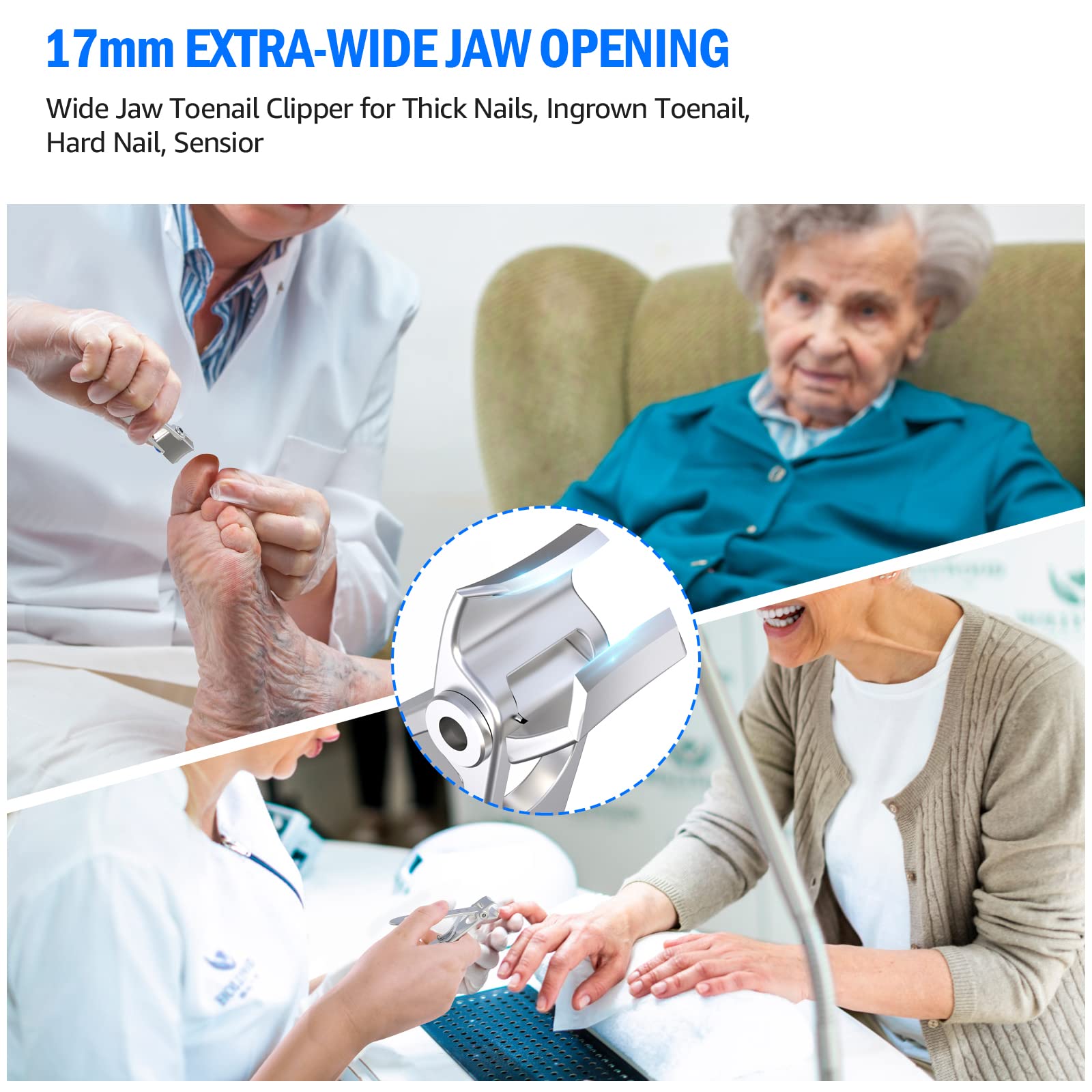 GLAMFIELDS Nail Clippers, 17mm Wide Jaw Opening Finger Nail Cutter for Thick Nails Ingrown Toenail Clippers Trimmer for Men&Women (with Nail File) - Image 7