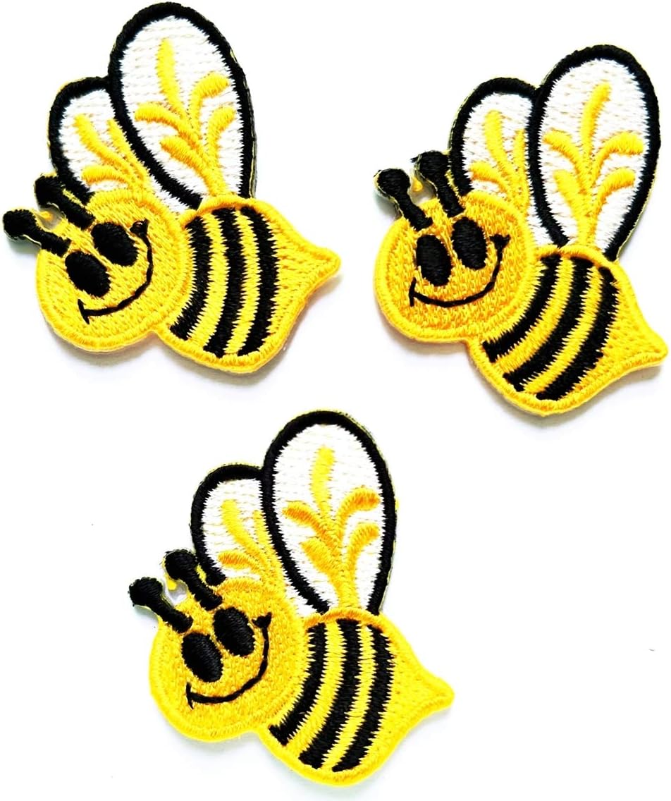 Nipitshop Patches Set Little Herd Bees Patch Honey Bee Insect Fly Garden Flower Ca Embroidered Appliques Patch Sew Iron on Badge Patch for Cloth Decoration Happy Birthday Gift (Bee2)