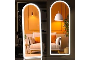 Hasipu 56" x 16" Led Mirror Full Length, Full Length Mirror with Lights Arch Design, Full Body Mirror with Lights, Wall Mounted Mirror Dimming & 3 Color Modes