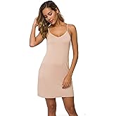 AUHEGN Women's Basic Adjustable Spaghetti Strap Cami Slip Mini Dress