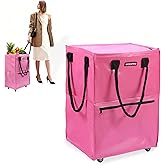 WORKPRO Large Rolling Grocery Bag, 36-Gallon Tote with 5 Wheels, 110 lbs Capacity, Dual Carry, Wide Zipper & Extra Storage for Shopping, Laundry & Moving
