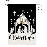 Christmas Nativity Christ O Holy Garden Flag Burlap 12 x 18 Inch Vertical Double Sided Xmas Winter Religious Decorations Yard Outdoor Decor