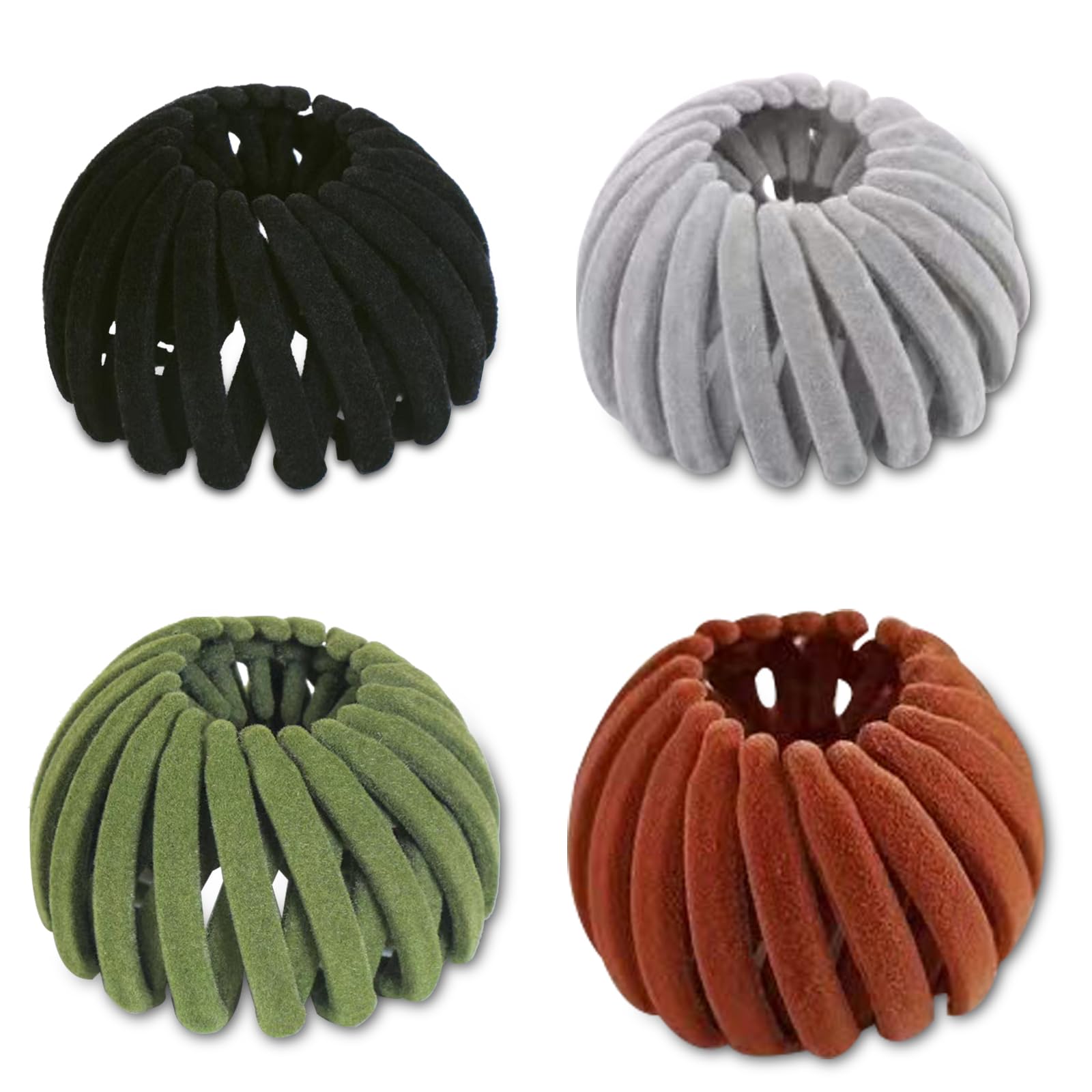 Bailinks 4 Pcs Hair Bun Tool Set - Expandable Geometric Hair Loops and Ponytail Holder Clips, Nest Shaped Hair Accessories for Women and Girls, Perfect for Quick Styling and Secure Hold (ColorsBGGR)