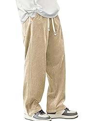 Hidkat Mens Corduroy Casual Pants Fashion Loose Fit