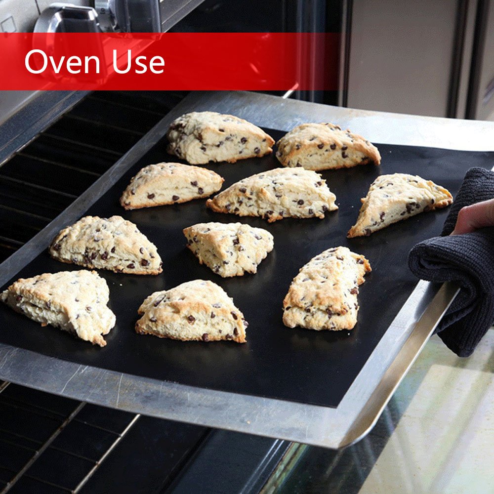 HYCKee Grill Mat Set of 5, Non Stick, Easy to Clean, Heat Resistantand - Grilling Accessories - Works on Gas, Charcoal, Electric Grill and More Black(40cm*33cm)