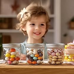 ComSaf Wide Mouth 8 oz Mason Jars with Lids, 6 Pcs