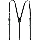 CTM Women's Coated Leather 1/2 Inch Clip-End Suspenders