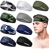 Men's Sweatbands for Workout and Sports - Camo Headband, Sweat Absorbing Wide Headband for Basketball, Football, Cycling, Running, Yoga, 4.7 x 9.8 Inch