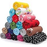 Eccliy 20 Pcs Puppy Blanket Pet Soft Fleece Dog Blankets Warm Felt Throw Sleep Mat Bed Covers for Doggie Puppy Pet Dogs Cat, 20 Styles(23.6 x 27.6 Inch,Paw)