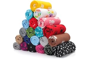 Eccliy 20 Pcs Puppy Blanket Pet Soft Fleece Dog Blankets Warm Felt Throw Sleep Mat Bed Covers for Doggie Puppy Pet Dogs Cat, 20 Styles(23.6 x 27.6 Inch,Paw)