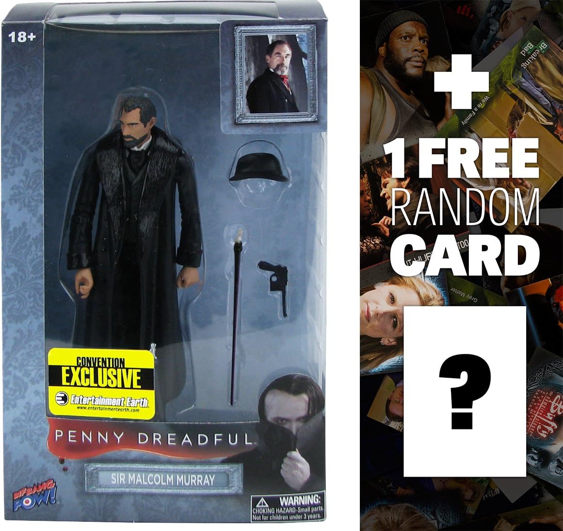 Penny Dreadful Sir Malcolm Murray w/ Cane, Hat & Gun: ~6" Action Figure Series + 1 Free American TV Themed Trading Card Bundle