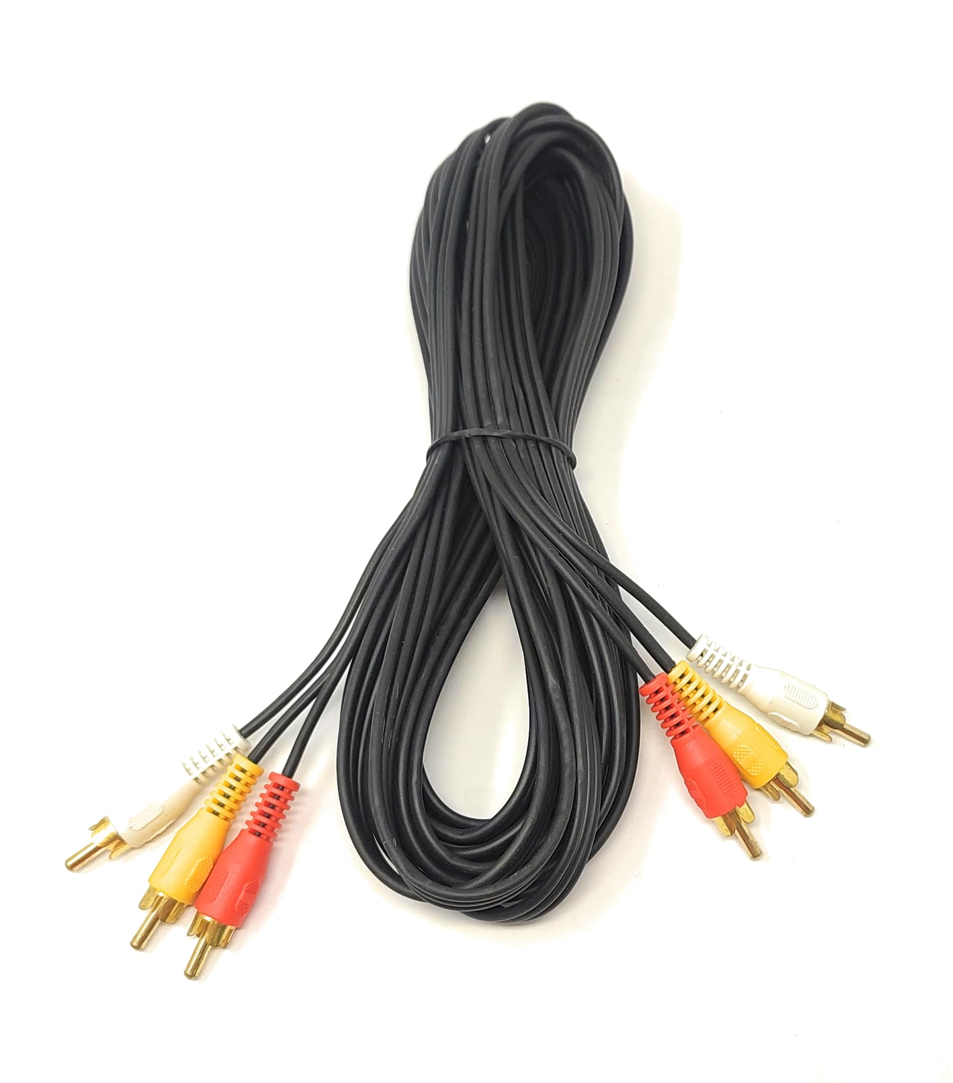 5m Triple 3 x RCA Male to 3 x RCA Male 24K Gold Plated Composite AV Audio Video Cable Compatible with Set-Top Box, Speaker, Amplifier, DVD Player (5m)