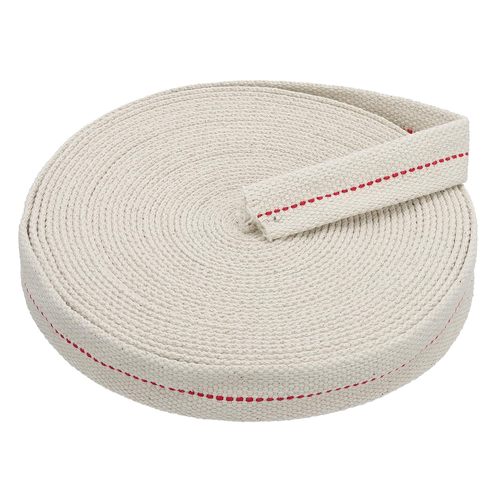 PATIKIL 1" Wide 33 Feet 100% Cotton Flat Wick, Oil Lamp Wicks with Red Stitch for Kerosene Lamp Lantern Oil Burner