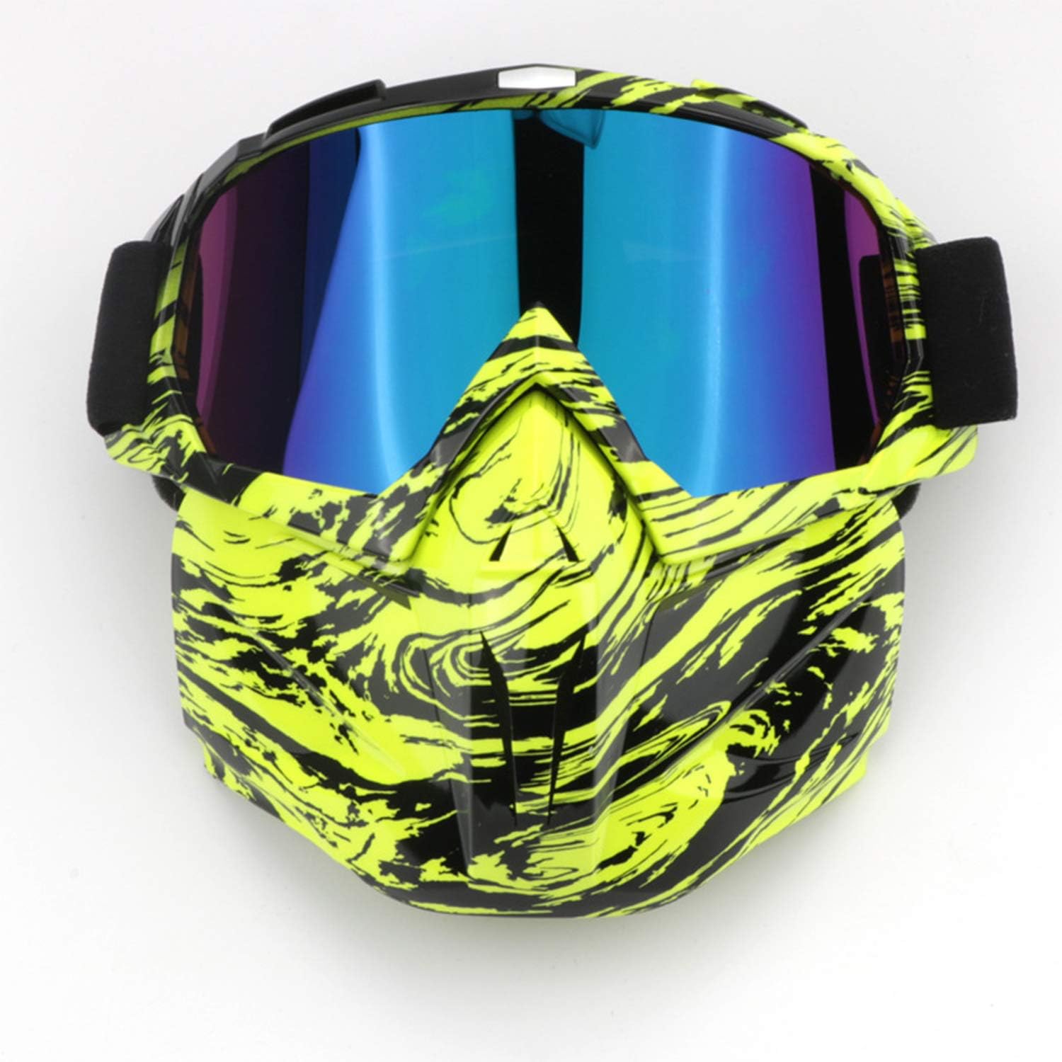 BOROLA Tactical Mask, Retro Motorcycle Goggles with Removable Face Mask, Safety Goggles Mask UV400 Protection Compatible for Nerf Elite Toy Gun (Fluorescent Yellow)
