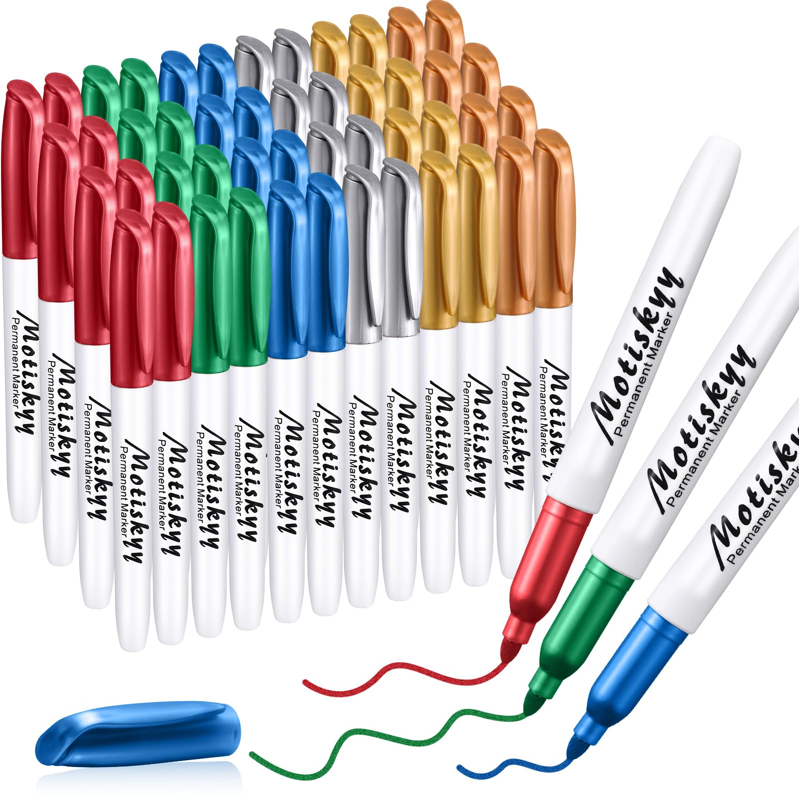 Motiskyy 48 Pcs Metallic Permanent Markers Bulk Metallic Marker Pens ...