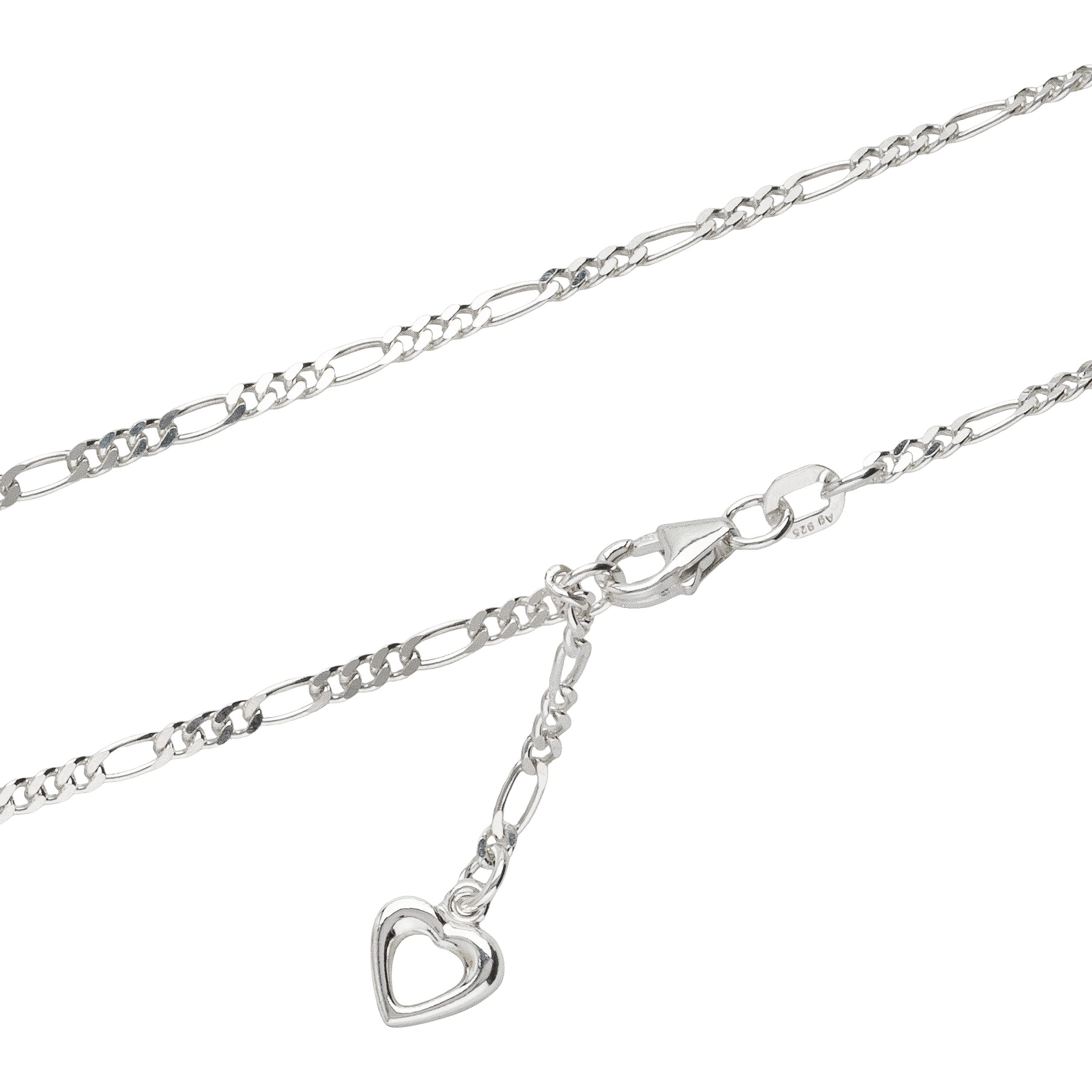 NKlaus 25cm ladies anklet 925 Sterling Silver width: 2,2mm Figaro chain with heart lobster clasp 1730