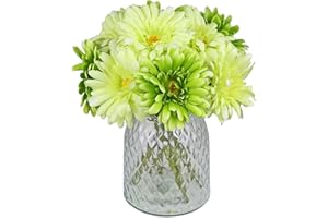 TOPIA Artificial African Daisies Flowers African Daisy Silk Flowers Artificial Gerbera Daisies Pack of 10 (Green)
