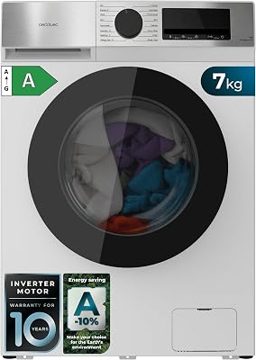 Lavadora Carga Frontal 7Kg Bolero DressCode 7450 Inverter. 1850W, 1200 rpm, Clase A-10%, Bajo Consumo, 16 programas, Panel Inox, Allergy Care, Pearl Drum, Función Silence, KidLock, Blanco