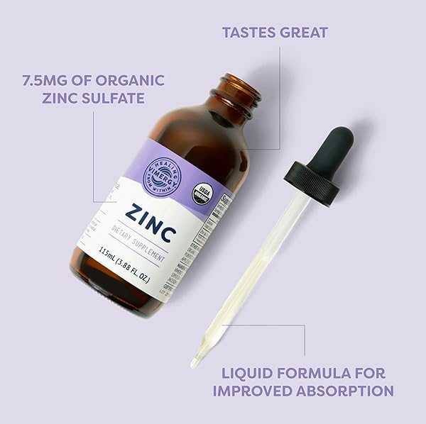 VIMERGY USDA ORGANIC ZINC SUPPLEMENTS FOR WOMEN & MEN (7.5MG LIQUID ZINC PER SERVING) FAST-ABSORBING IMMUNE SUPPORT, PROMOTES HEALTHY BONES & SKIN, VEGAN, UP TO 57 SERVINGS (115 ML)