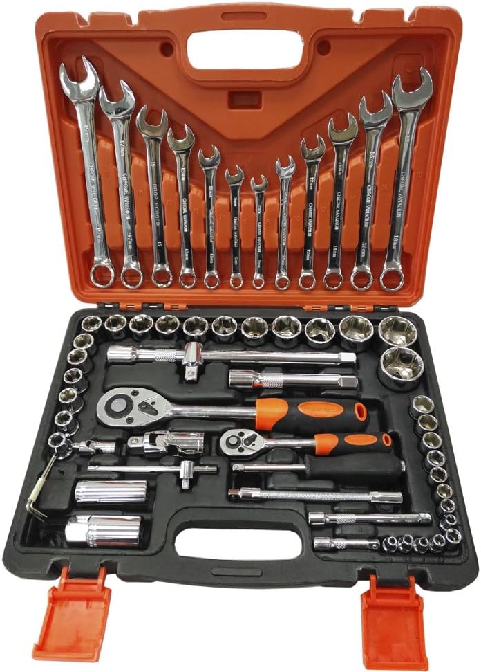 XWT 61PC Ratchet Wrench Set 1/4&1/2DR Socket Set Spanner Set