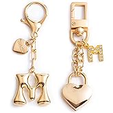 YILANFULL Initial Letter Keychain with Bubble Heart Charm, Gold Accessories for Handbags, Women's Purse Bag charms