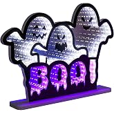 MEETYAMOR Halloween Decorations Indoor, BOO Infinity Mirror Tunnel Light with 3 Ghosts for Halloween Decor, Spooky Night Lights with Endless Extension Halloween Table Decorations for Home, Mantel, Shelf