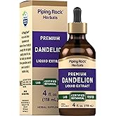 Piping Rock Dandelion Root Extract Liquid Drops | 4 fl oz | Premium Tincture Herbal Supplement | Alcohol Free | Vegetarian, Non-GMO, Gluten Free
